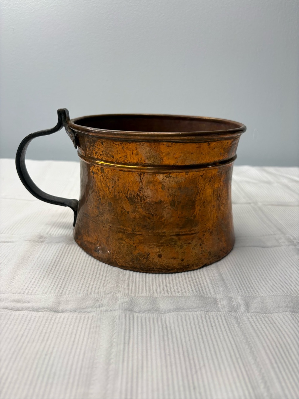 Vintage Copper Steel-Handled Kettle Cauldron Rustic Decor